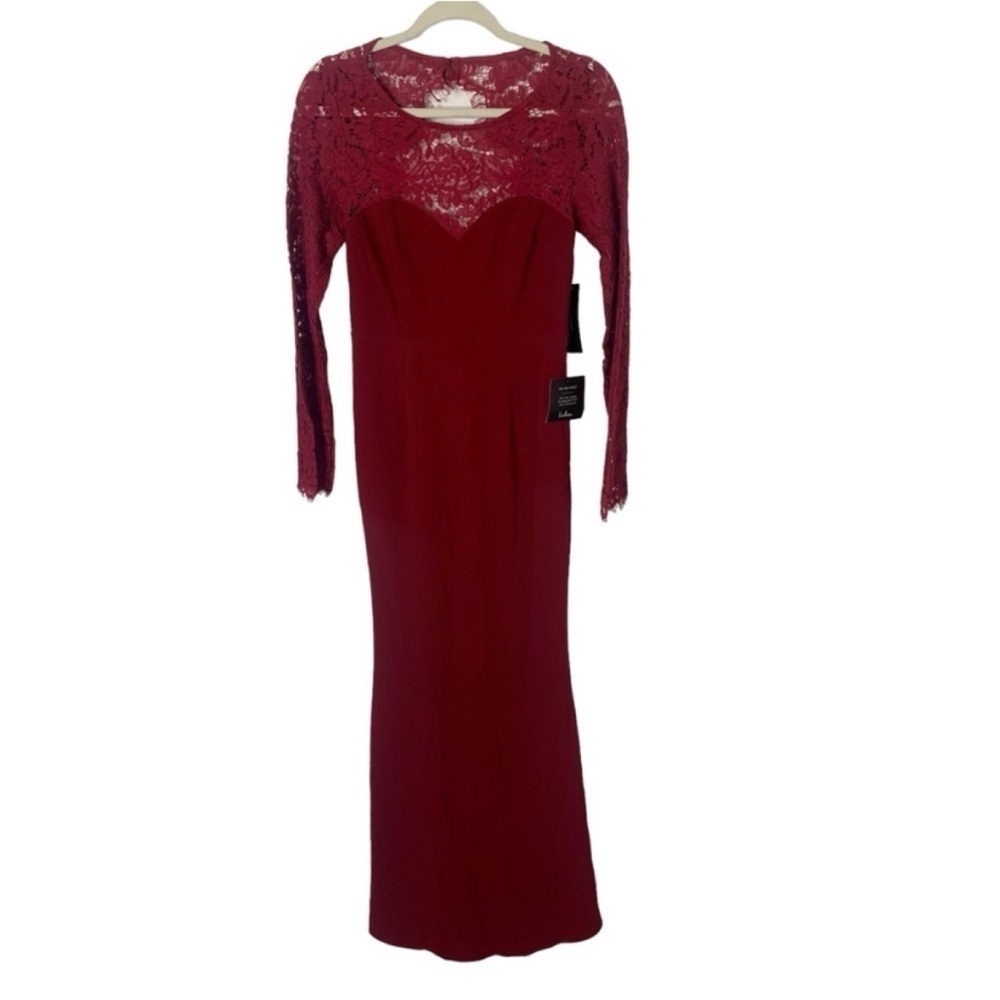 NWT LuLus Medium Wine Red Whenever You Call Open Back Heart Front Formal Dress